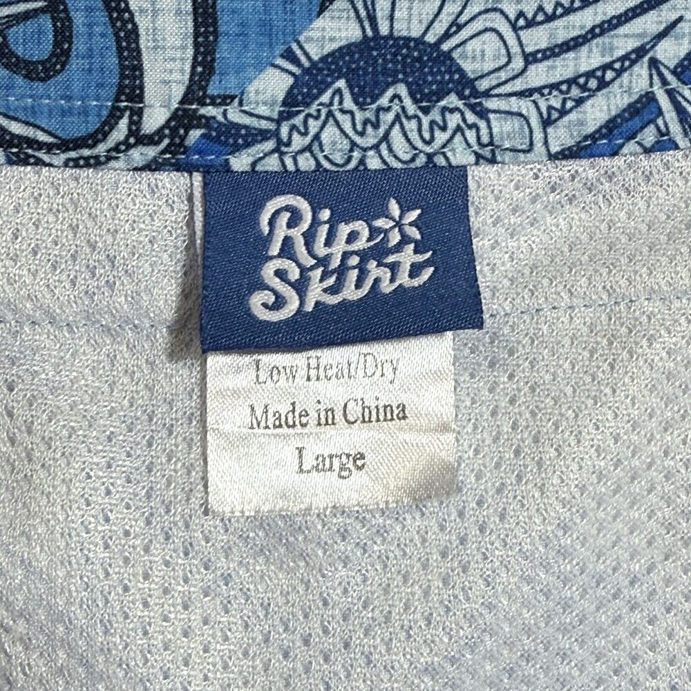RipSkirt Blue Floral Paisley Patchwork Pull On Skirt Women L Hawaii Swim Pockets - Picture 3 of 12